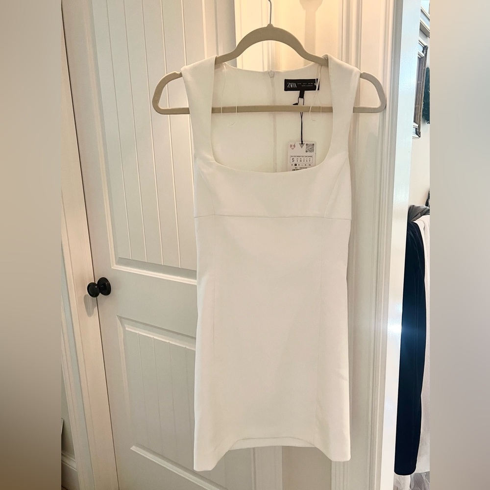 Zara White Sleeveless Mini Dress Size S